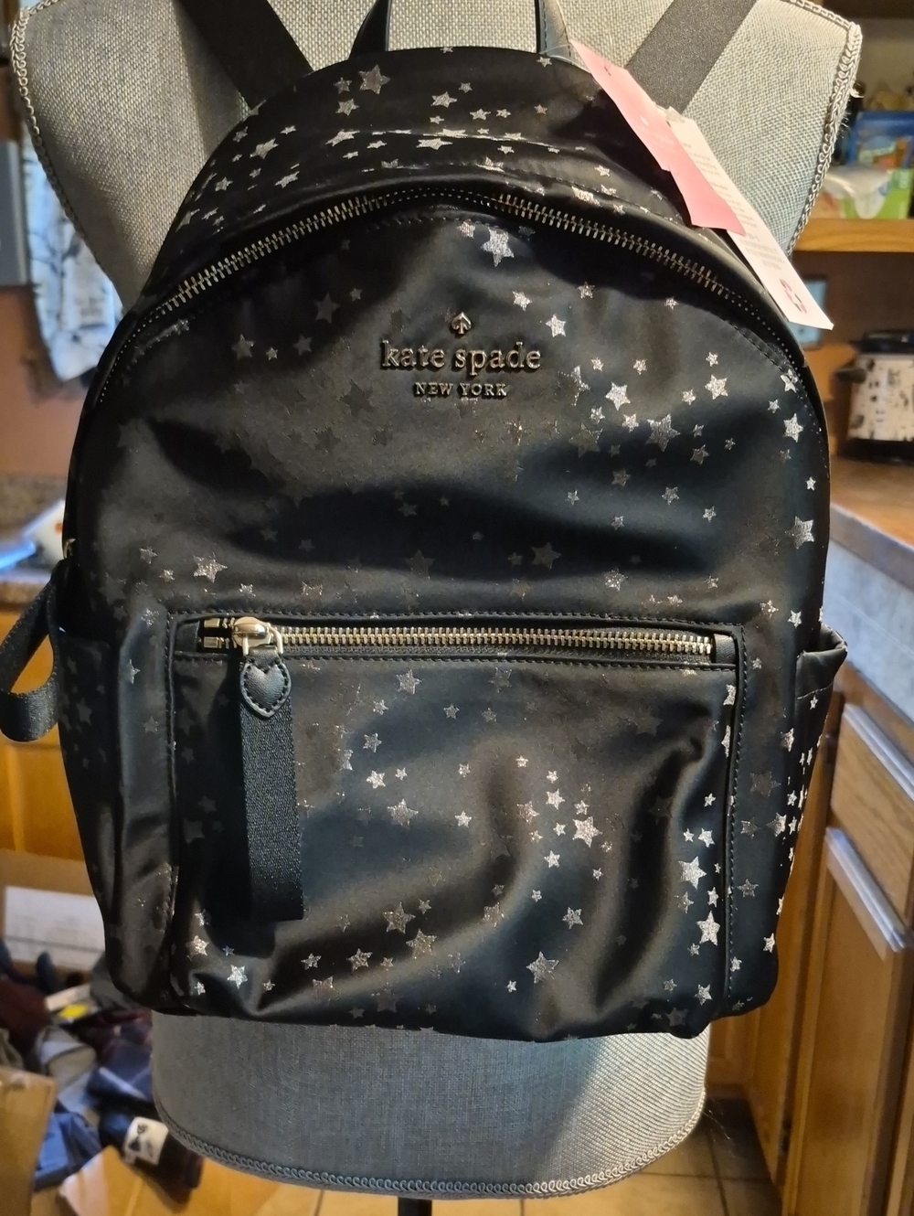 kate spade Black Backpack with Silver Star Print